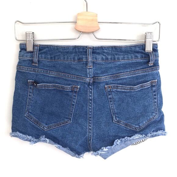 Blackheart hi rise denim shorts frayed & net sz 0 - Picture 5 of 8